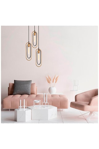 Hanglamp Cerco - Zwart en Goudkleurig - 3 x 60 W