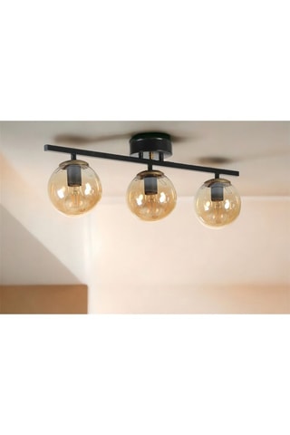 Plafondlamp - Zwart en Transparant - 3 x 60 W