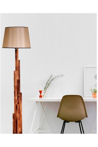 Houten Staanlamp Kule - Naturel en Beige - 60 W