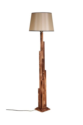 Houten Staanlamp Kule - Naturel en Beige - 60 W