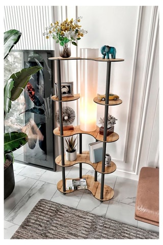 Staanlamp - Ivoorkleurig en walnoothout-imitatie - 40 W