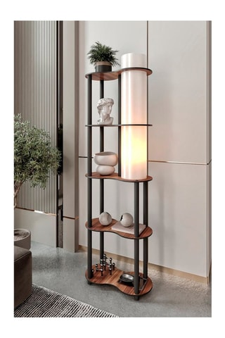 Staanlamp - Walnoothout-imitatie - 40 W