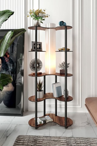 Staanlamp - Ivoorkleurig en walnoothout-imitatie - 40 W