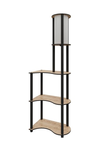 Staanlamp - Zwart en Houtimitatie - 40 W - 140 cm