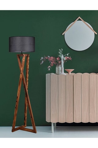 Houten Staanlamp - Naturel en Zwart - 60 W