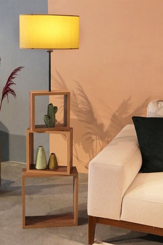 Houten Staanlamp op Driepoot Ayd - Beige en Naturel - 60 W