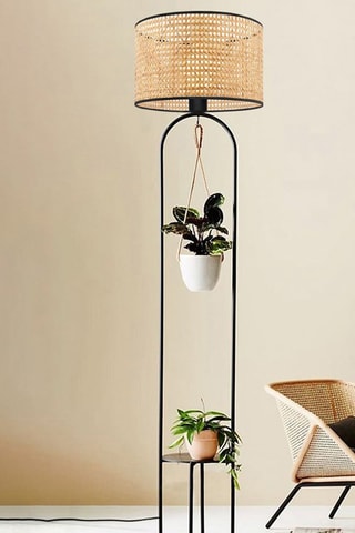 Rotan Ledstaanlamp AYD -  Naturel en Zwart - 5-9 W