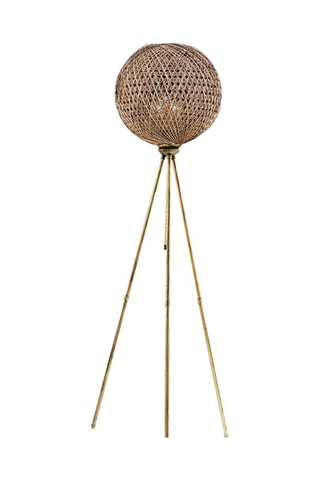 Staanlamp op driepoot - Goudkleurig en Naturel - 45-60 W