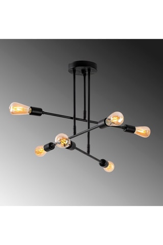 Plafondlamp Flower - Zwart - 6 x 100 W