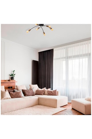 Plafondlamp Banana - Zwart en Goudkleurig - 6 x 40 W