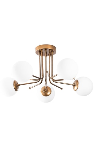 Hanglamp Daisy - Goudkleurig en Wit - 5 x 100 W