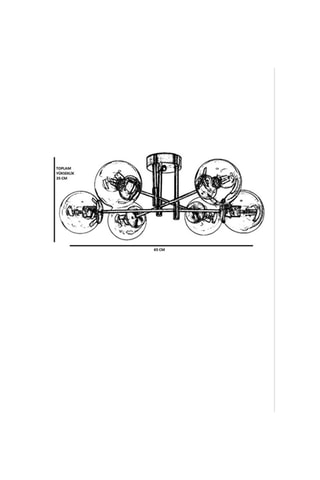 Plafondlamp Dolunay - Zwart en Goudkleurig - 6 x 60 W