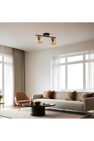 Plafondlamp Yeni Can 2 - Zwart en Goudkleurig - 2 x 60 W