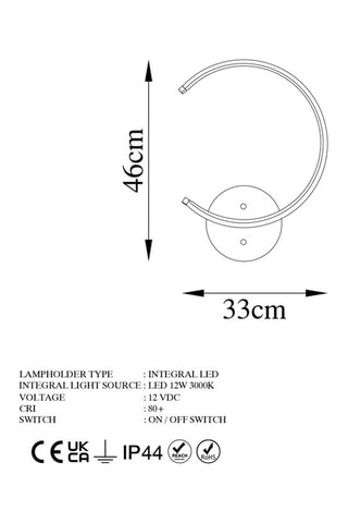Ledwandlamp Moon - Zwart - 12 W