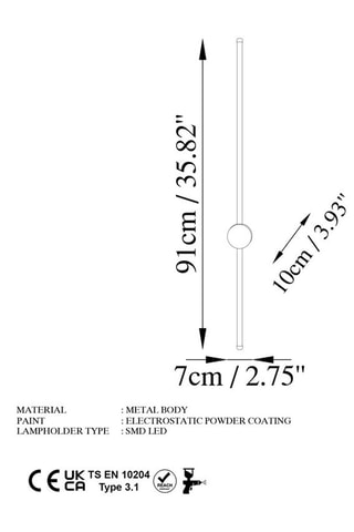 Wandlamp - Zwart - 13 W