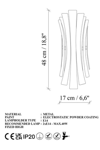 Wandlamp Linea - Wit - 2 x 40 W
