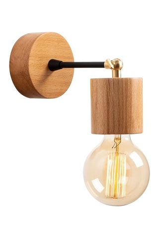 Houten Wandlamp Xanthos Naturel en Zwart - 100 W