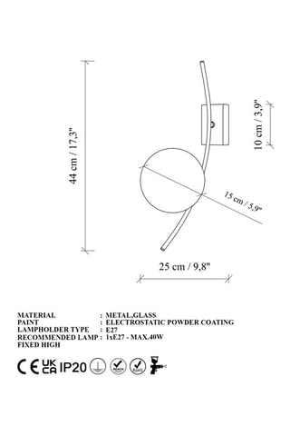 Wandlamp Hilal - Goudkleurig en Wit - 40 W