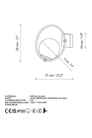 Wandlamp - Goudkleurig - 40 W
