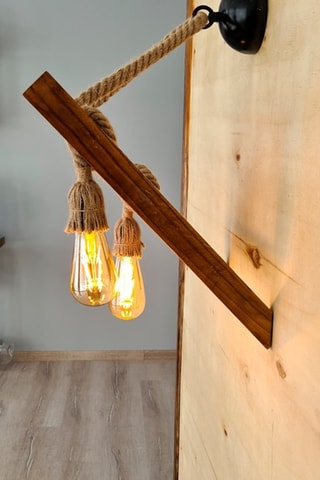 Grenenhouten Wandlamp Merdiven Halat Naturel