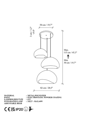 Hanglamp - Wit - 3 x 40 W