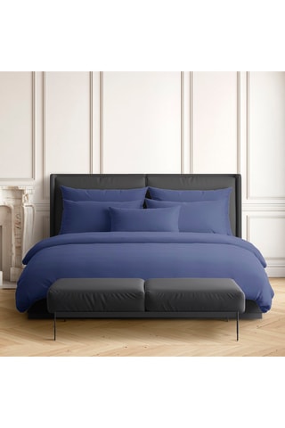 Sábana bajera de satén de algodón 80 hilos/cm² Uni - Azul