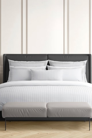 2 fundas de almohada de satén de algodón Dobby - Blanco