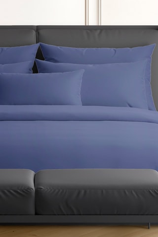 2 fundas de almohada de satén de algodón 80 hilos/cm² Uni - Azul