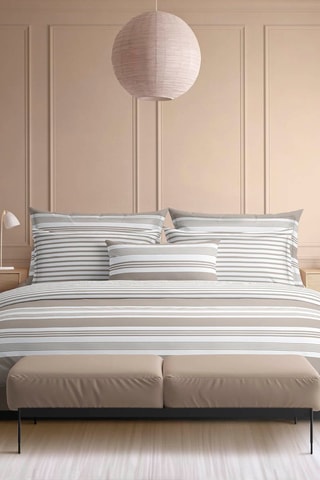 2 fundas de almohada de satén de algodón 80 hilos/cm² Alizée - Topo y blanco