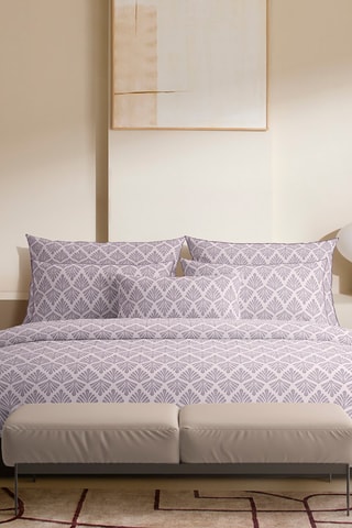 2 fundas de almohada de satén de algodón 80 hilos/cm² Harmonie végétale - Lila