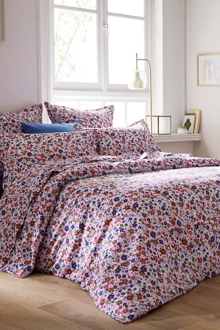 2 fundas de almohada de satén de algodón 80 hilos/cm² Capucine - Azul y rojo