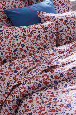 2 fundas de almohada de satén de algodón 80 hilos/cm² Capucine - Azul y rojo