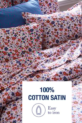 2 fundas de almohada de satén de algodón 80 hilos/cm² Capucine - Azul y rojo