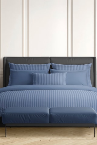 2 fundas de almohada de satén de algodón 80 hilos/cm² Dobby - Azul