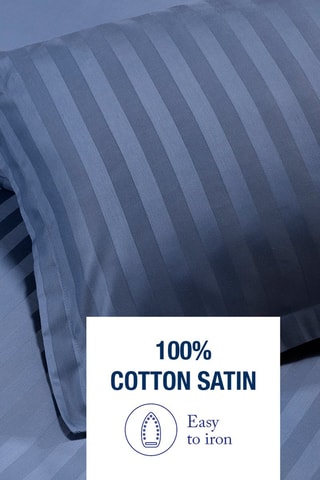 2 fundas de almohada de satén de algodón 80 hilos/cm² Dobby - Azul