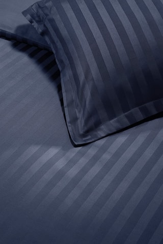 2 fundas de almohada de satén de algodón 80 hilos/cm² Dobby - Azul oscuro