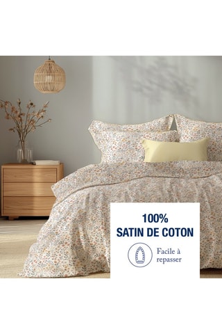 2 fundas de almohada de satén de algodón Havre d’ambre - 80 hilos/cm² - Blanco y amarillo