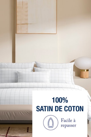 2 fundas de almohada de satén de algodón Noa - 80 hilos/cm² - Blanco