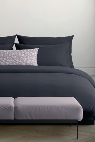 2 fundas de almohada de satén de algodón Uni - 80 hilos/cm² - Azul oscuro