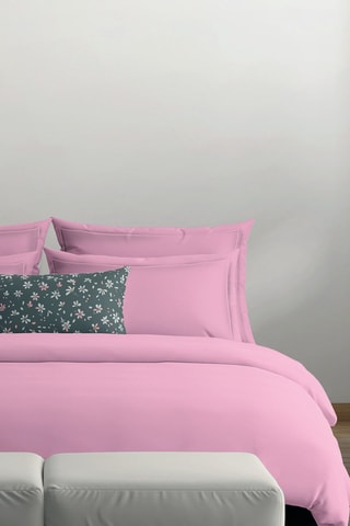 2 fundas de almohada de satén de algodón Uni - 80 hilos/cm² - Rosa