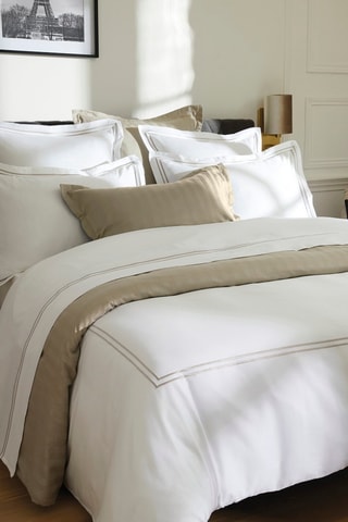 2 fundas de almohada de satén de algodón Antibes - 80 hilos/cm² - Topo