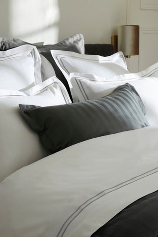 2 fundas de almohada de satén de algodón Antibes - 80 hilos/cm² - Gris