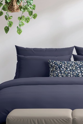 2 fundas de almohada de satén de algodón Uni - 80 hilos/cm² - Azul