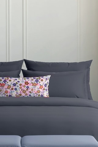 2 fundas de almohada de satén de algodón Uni - 80 hilos/cm² - Azul