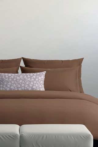 2 fundas de almohada de satén de algodón Uni - 80 hilos/cm² - Marrón