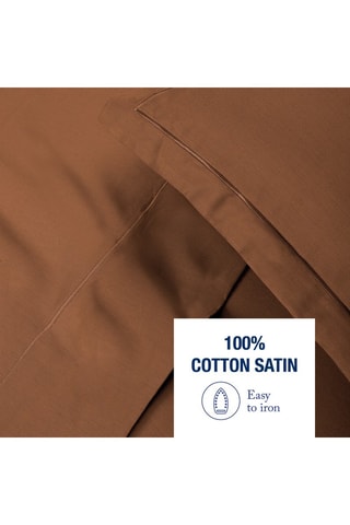 2 fundas de almohada de satén de algodón Uni - 80 hilos/cm² - Marrón