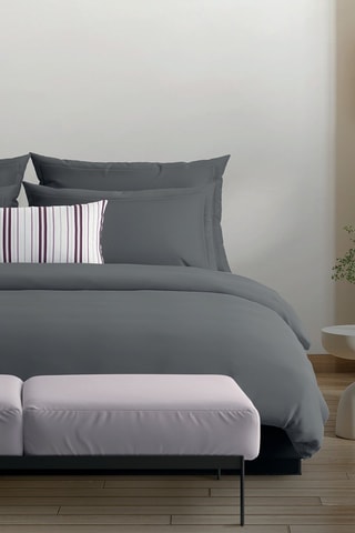 2 fundas de almohada de satén de algodón Uni - 80 hilos/cm² - Gris