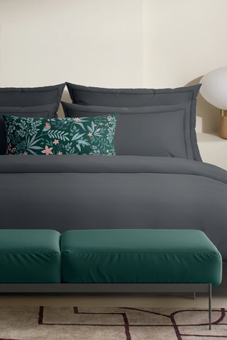 2 fundas de almohada de satén de algodón Uni - 80 hilos/cm² - Negro