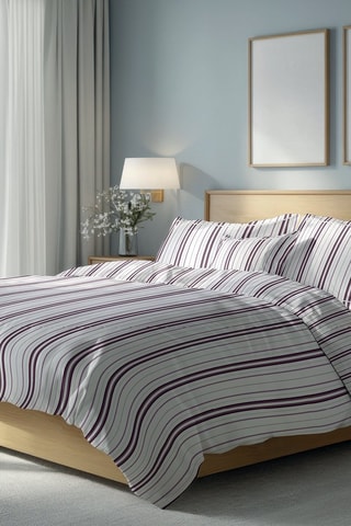 Juego de nórdico de satén de algodón Elsa - 80 hilos/cm² - Blanco y malva