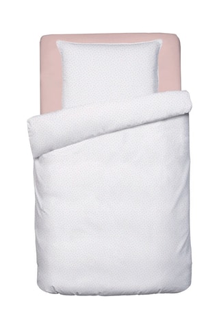 2 fundas de almohada de satén de algodón 200 hilos/cm² Prairie Fleurie Petit Pois - Blanco
